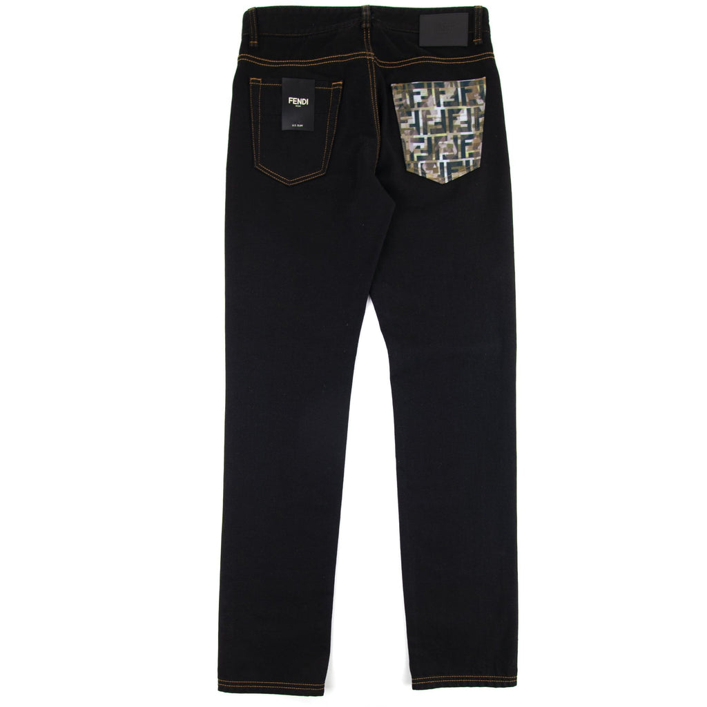 Fendi Camouflage Pocket U.S. Slim Jeans Nero