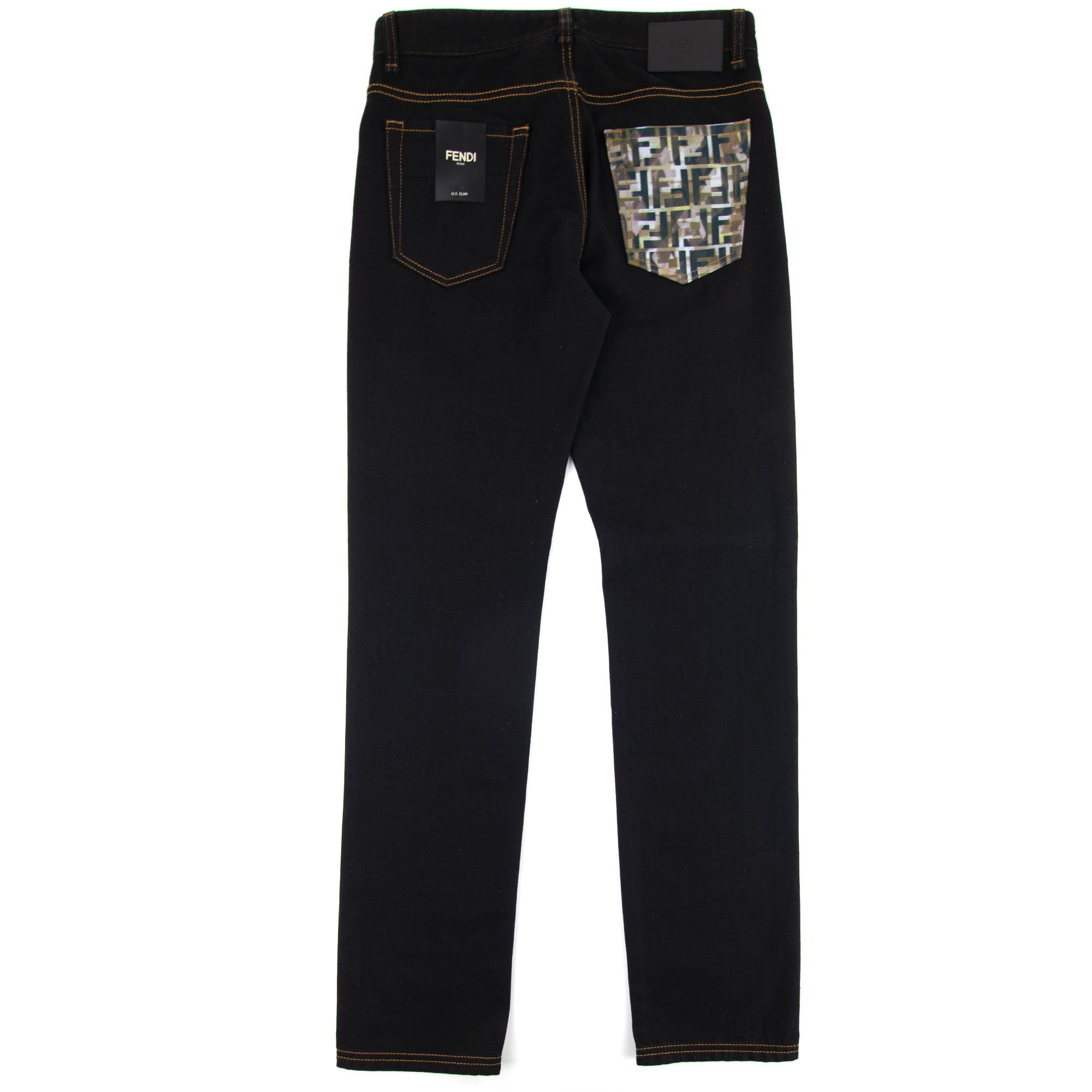 Fendi Camouflage Pocket U.S. Slim Jeans Nero