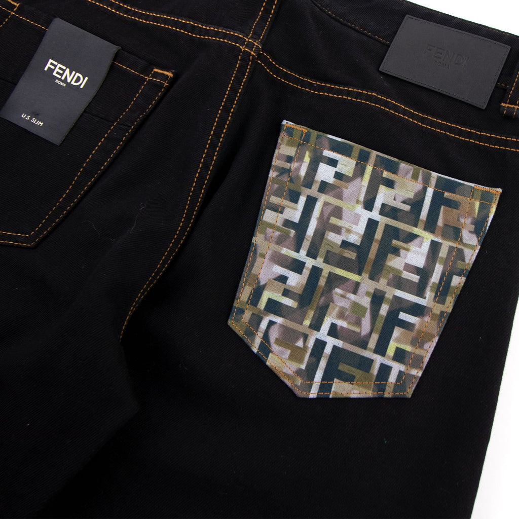 Fendi Camouflage Pocket U.S. Slim Jeans Nero