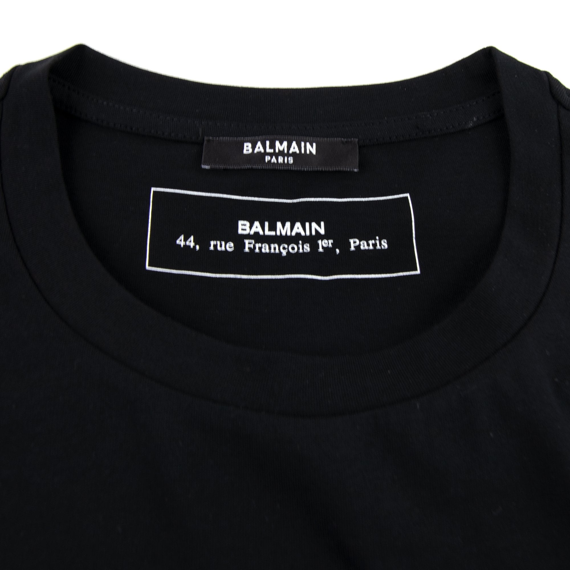 Balmain Cotton T-shirt Velvet Medallion Black