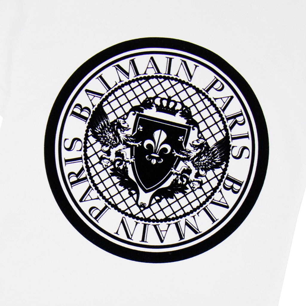 Balmain Cotton T-shirt With Velvet Medallion White
