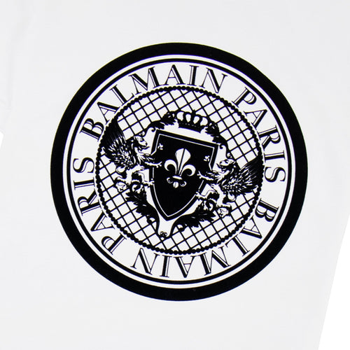 Balmain Cotton T-shirt With Velvet Medallion White