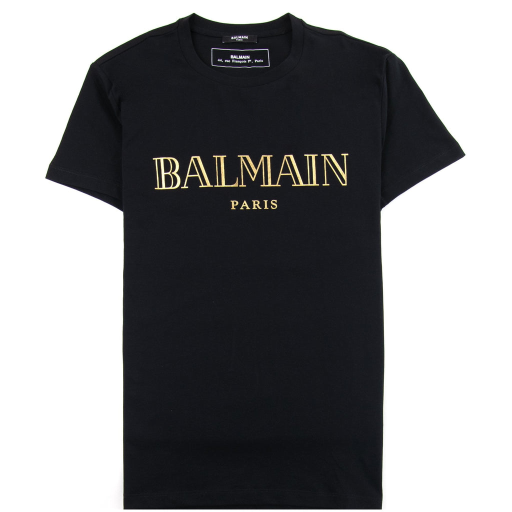 Balmain Logo Cotton T-shirt Black/Gold