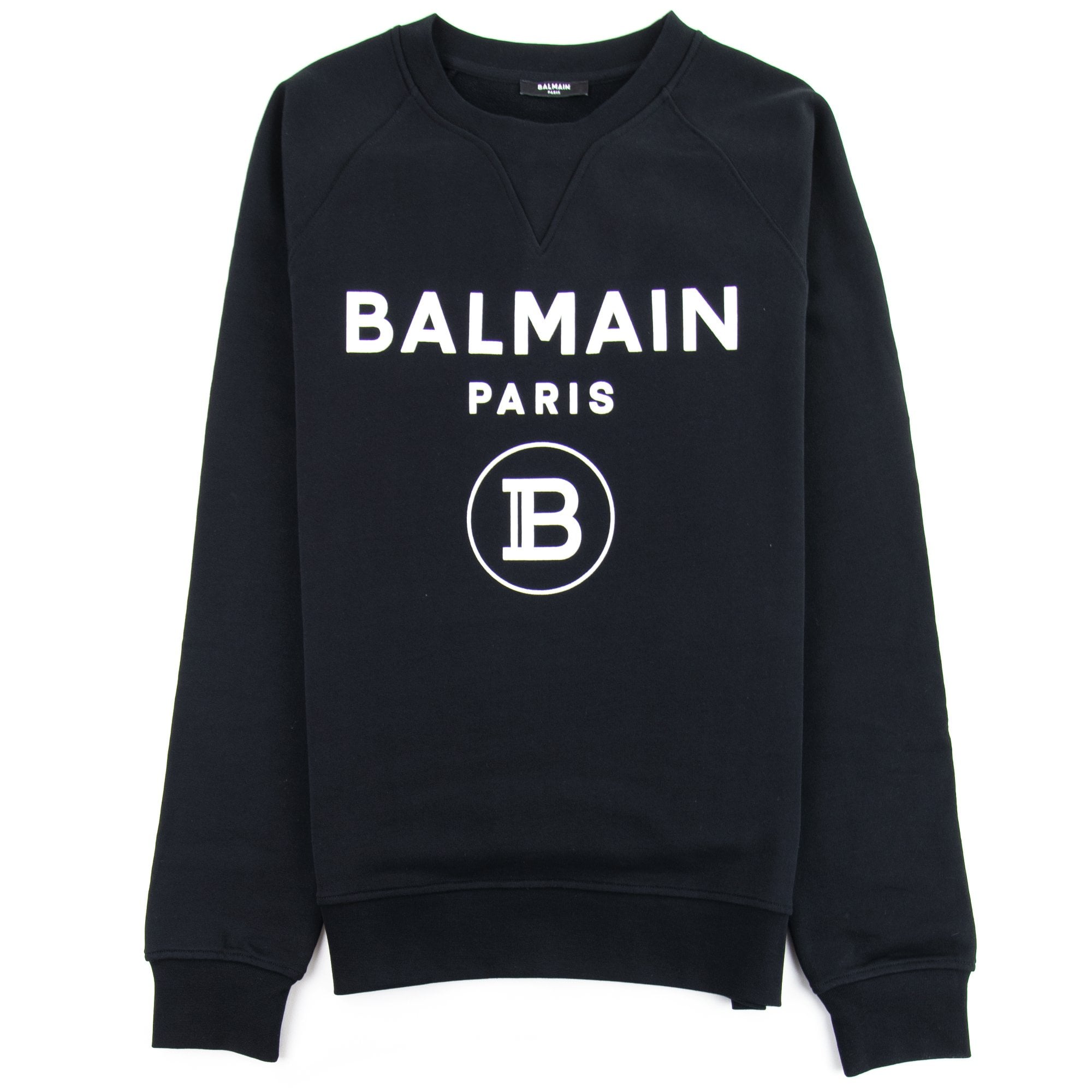 Balmain Velvet Logo Cotton Sweatshirt Black
