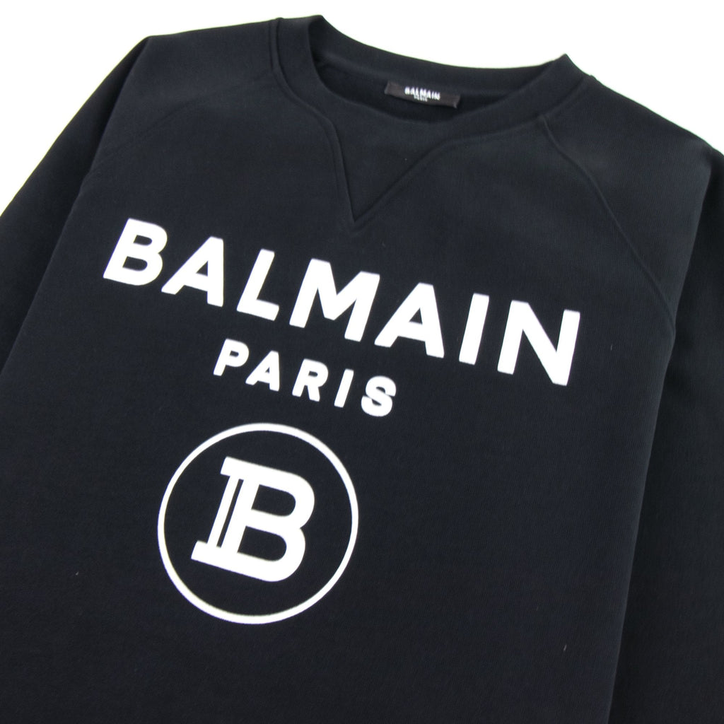 Balmain Velvet Logo Cotton Sweatshirt Black