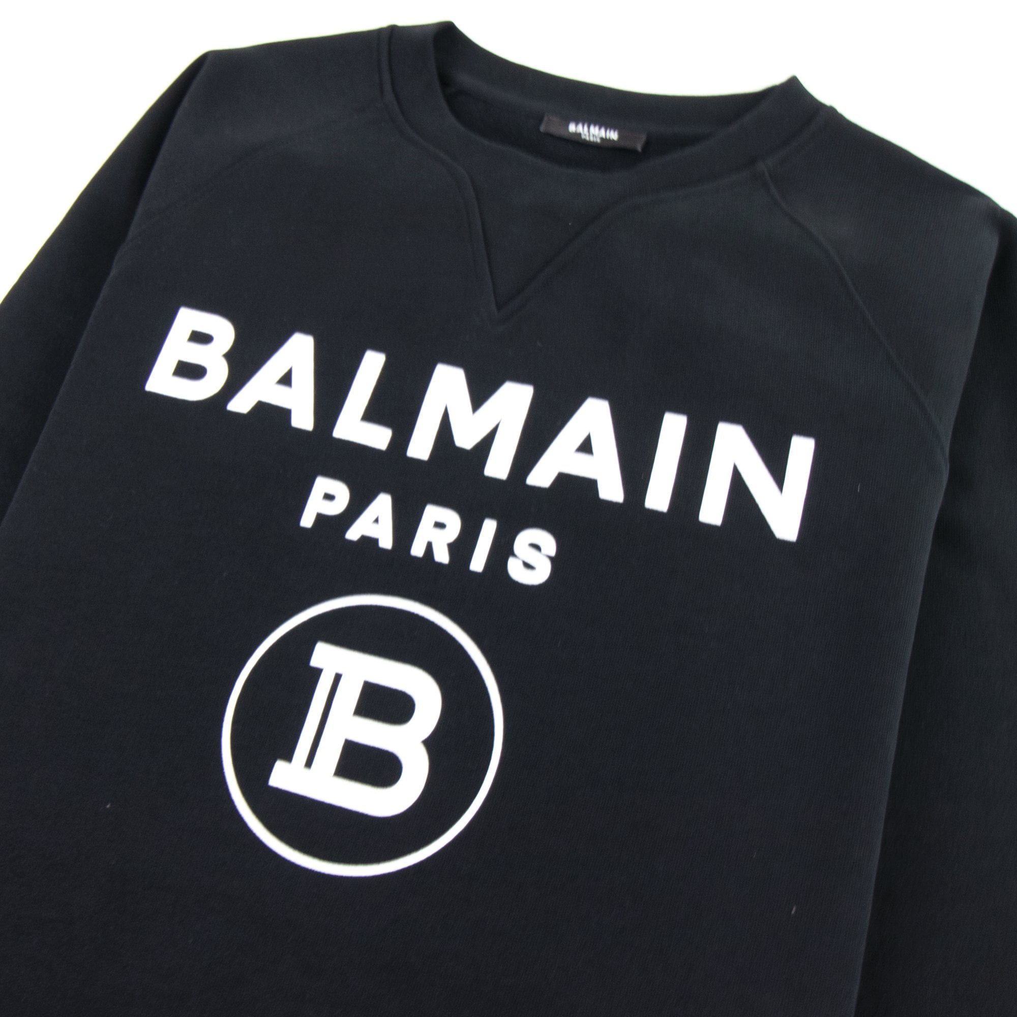 Balmain Velvet Logo Cotton Sweatshirt Black