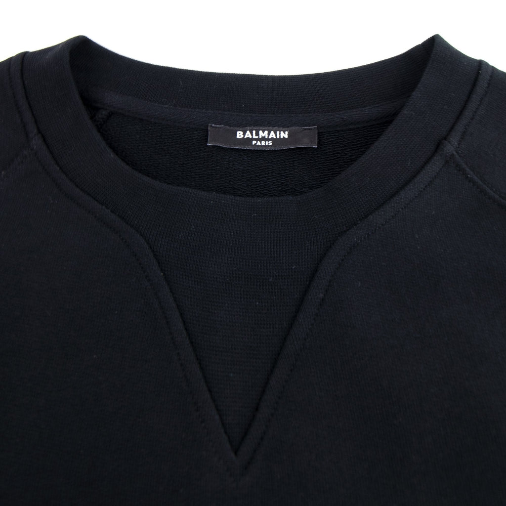 Balmain Velvet Logo Cotton Sweatshirt Black