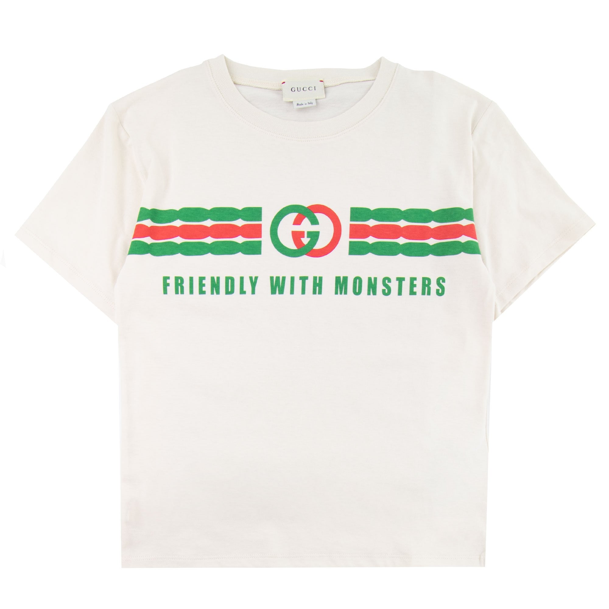 Gucci Junior Interlocking G Print Cotton T-shirt Cream