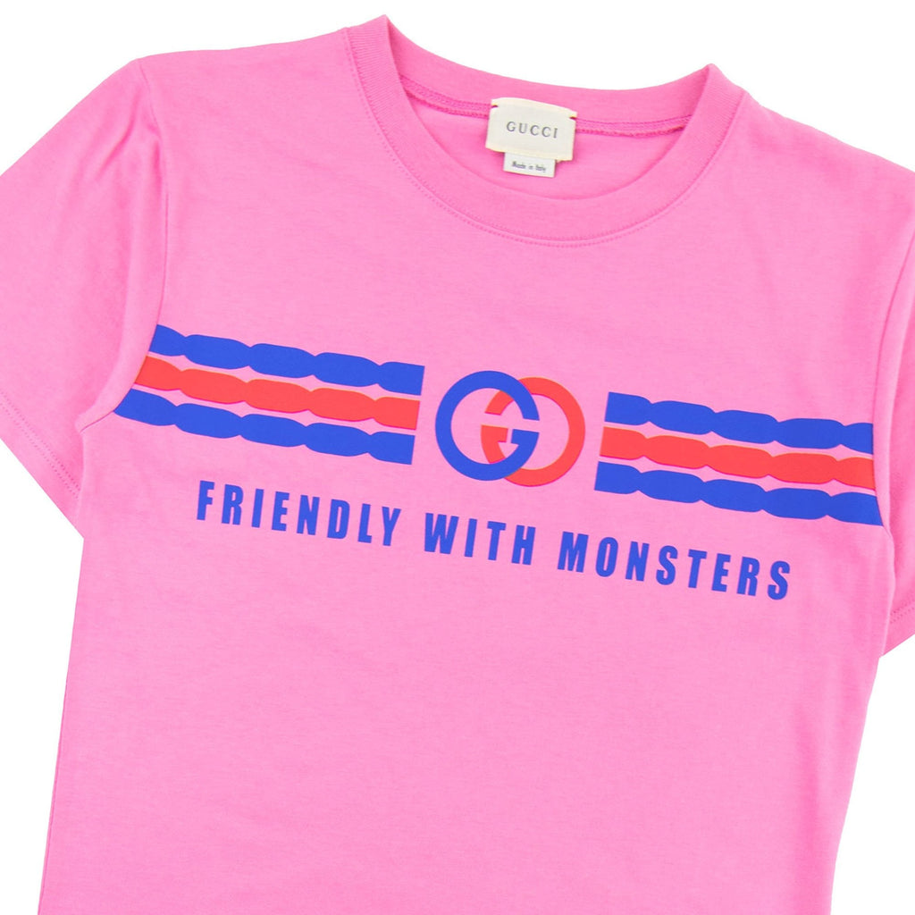 Gucci Junior Interlocking G Print Cotton T-shirt Pink