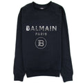 Balmain Silver Logo Cotton Sweatshirt Black