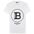Balmain Printed Balmain Paris Logo T Shirt White