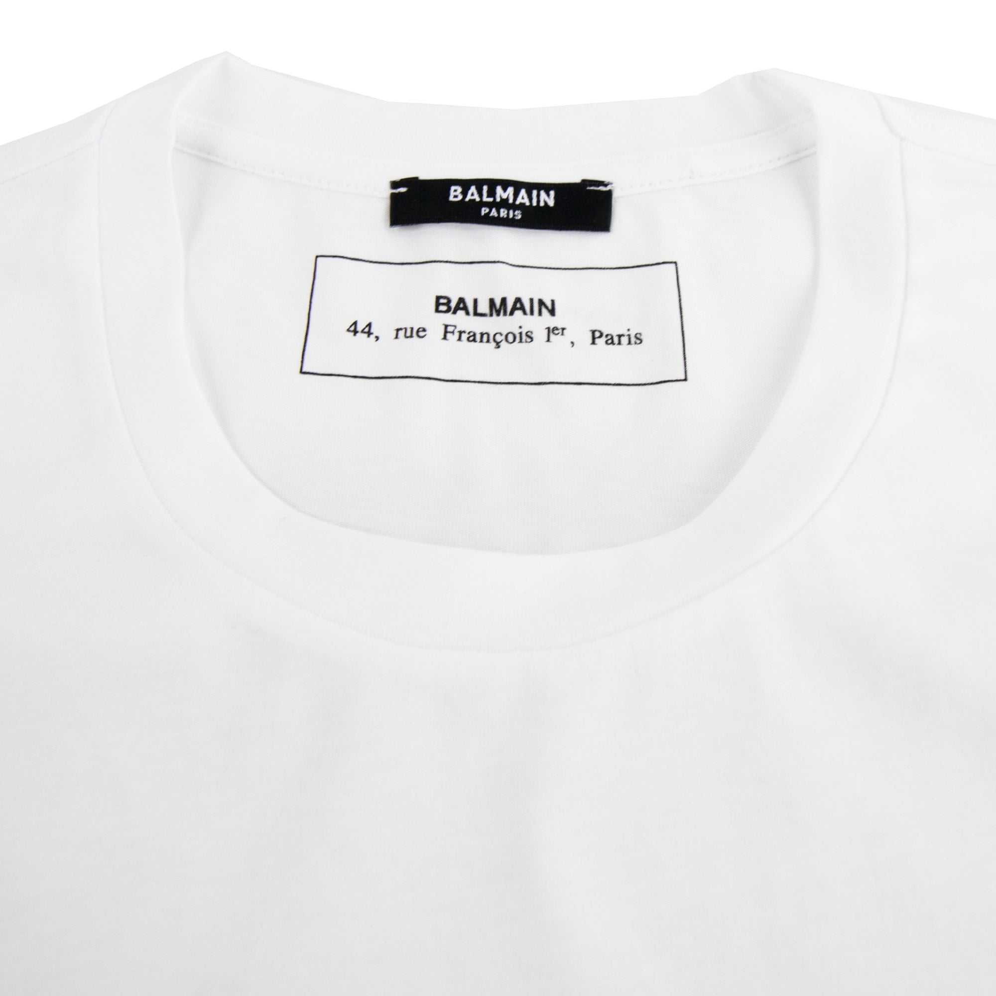 Balmain Printed Balmain Paris Logo T Shirt White