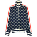 Gucci Jacquard Gg Zip Up Jacket Blue
