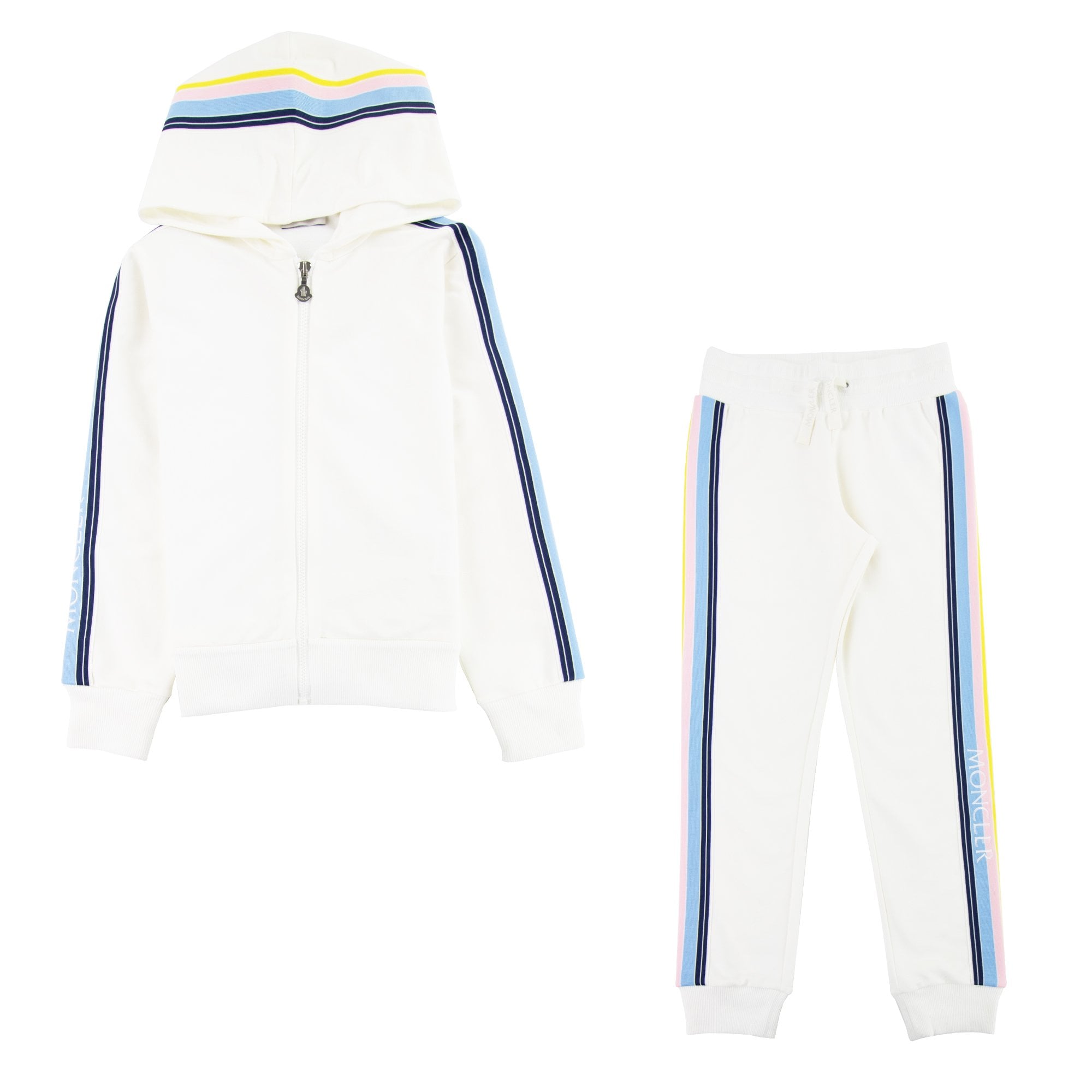 Moncler Junior Contrasting Side Bands Tracksuits Ivory