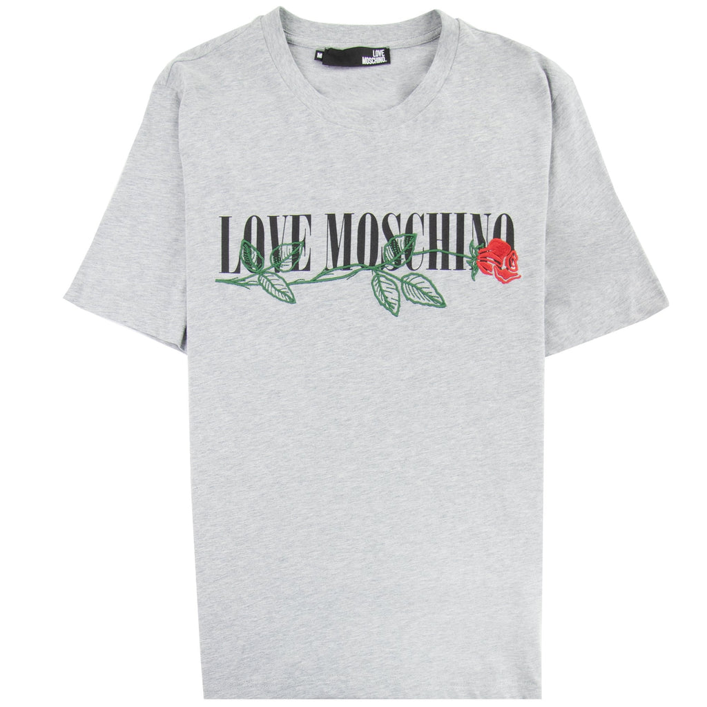 Love Moschino Rose Logo T-shirt Grey