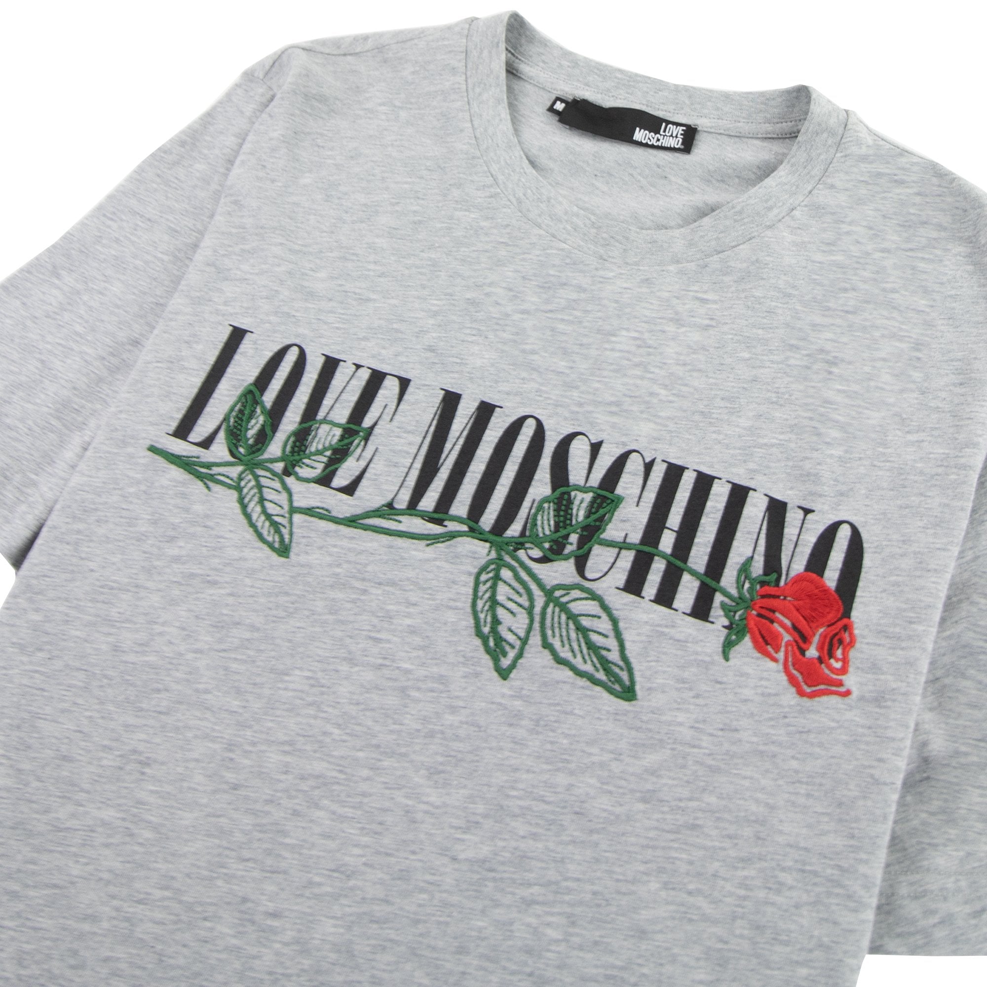Love Moschino Rose Logo T-shirt Grey