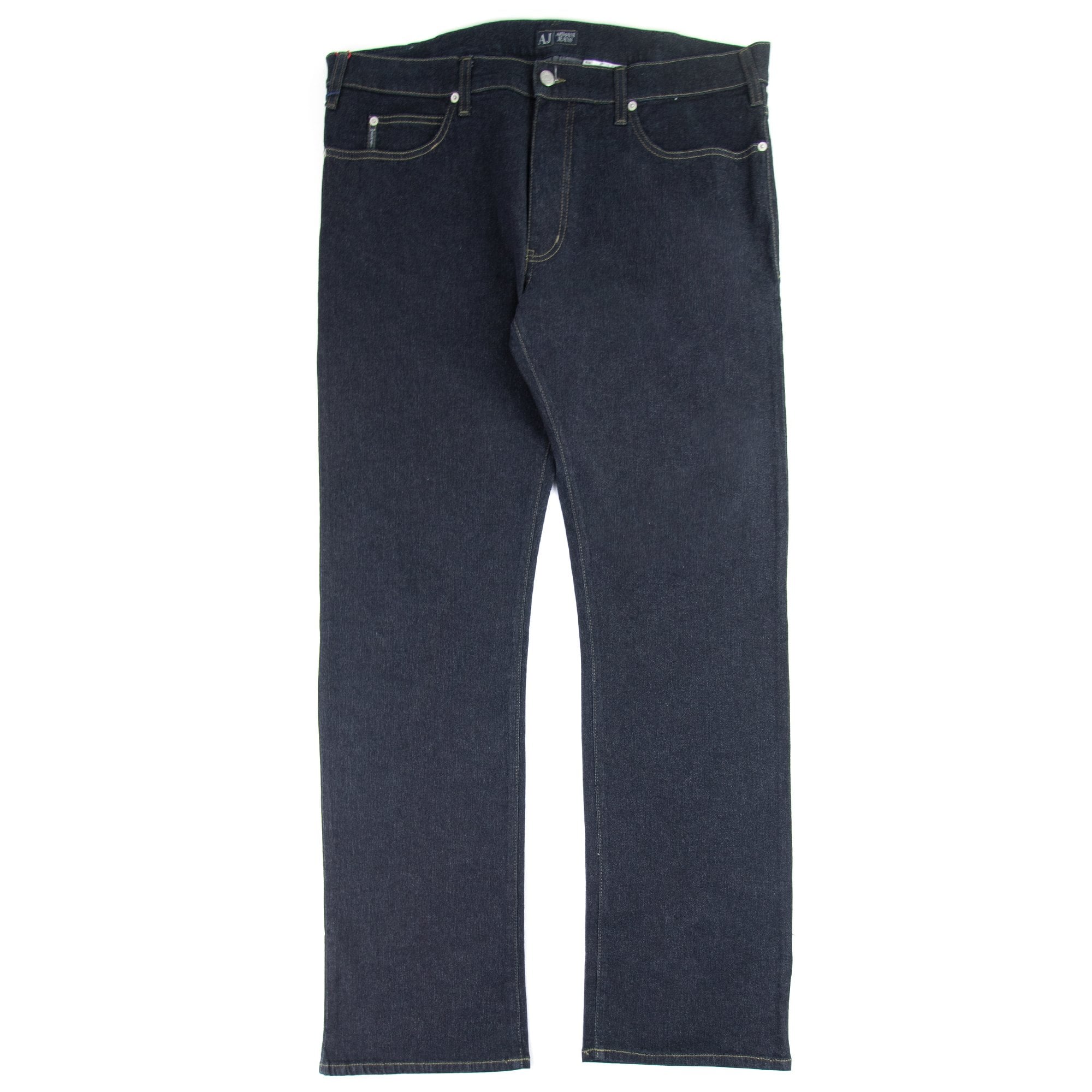 Armani Jeans J31 Yellow Stitch Regular Fit Jeans Denim Nero