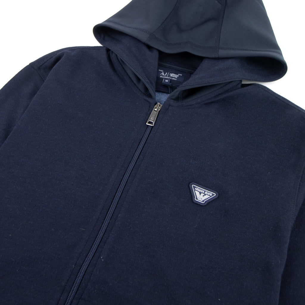 Armani Jeans Logo Hooded Sweatshirt Blue