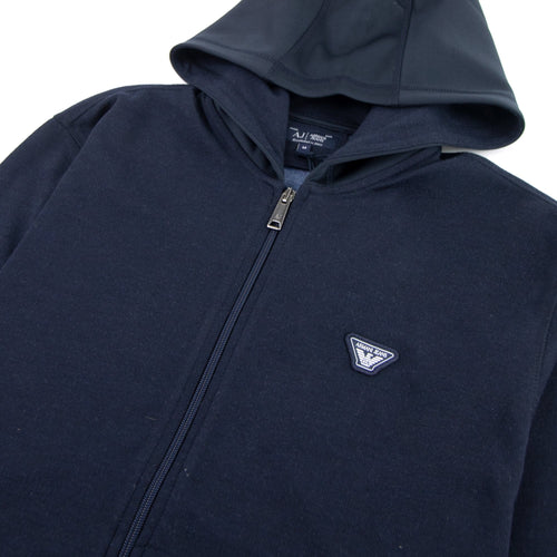 Armani Jeans Logo Hooded Sweatshirt Blue