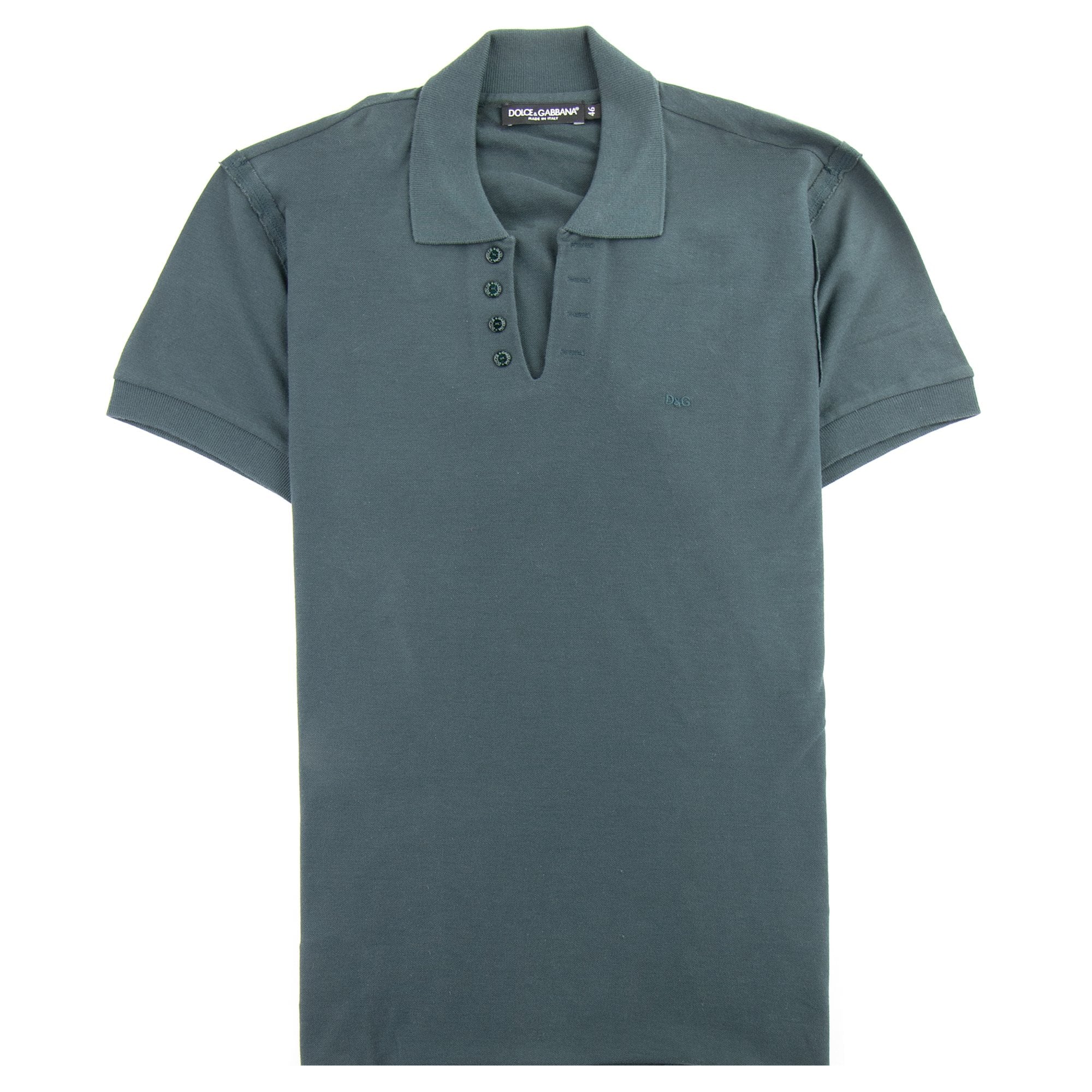 Dolce & Gabbana Open Neck Polo Shirt Green