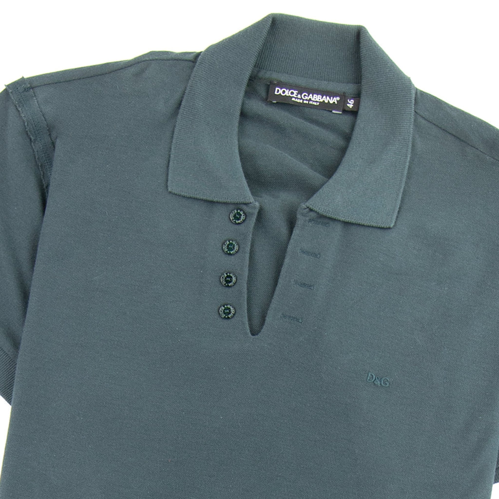 Dolce & Gabbana Open Neck Polo Shirt Green