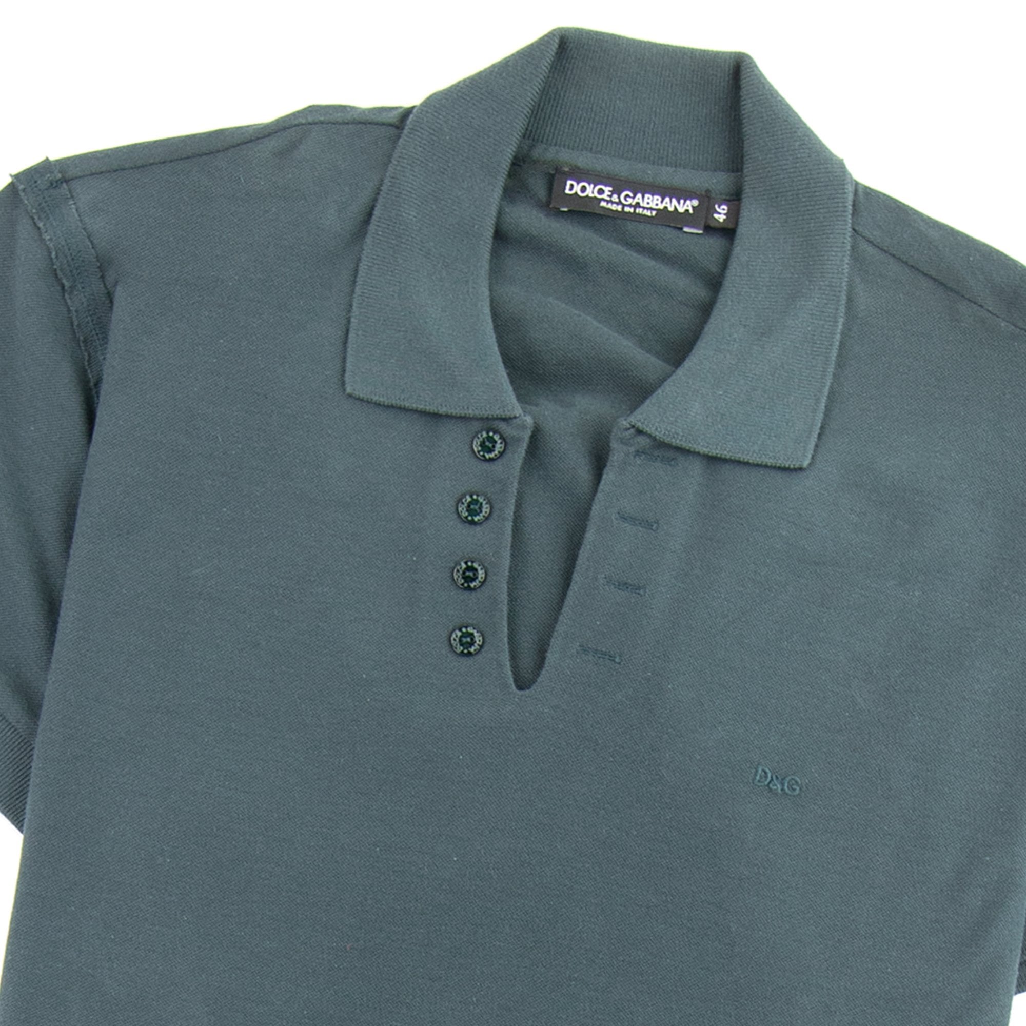 Dolce & Gabbana Open Neck Polo Shirt Green