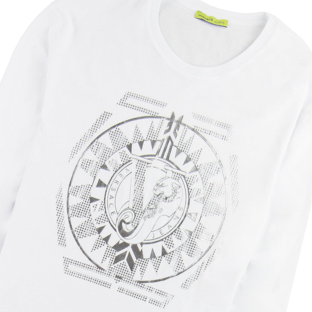 Versace Jeans Foil Print Long Sleeve T-shirt White