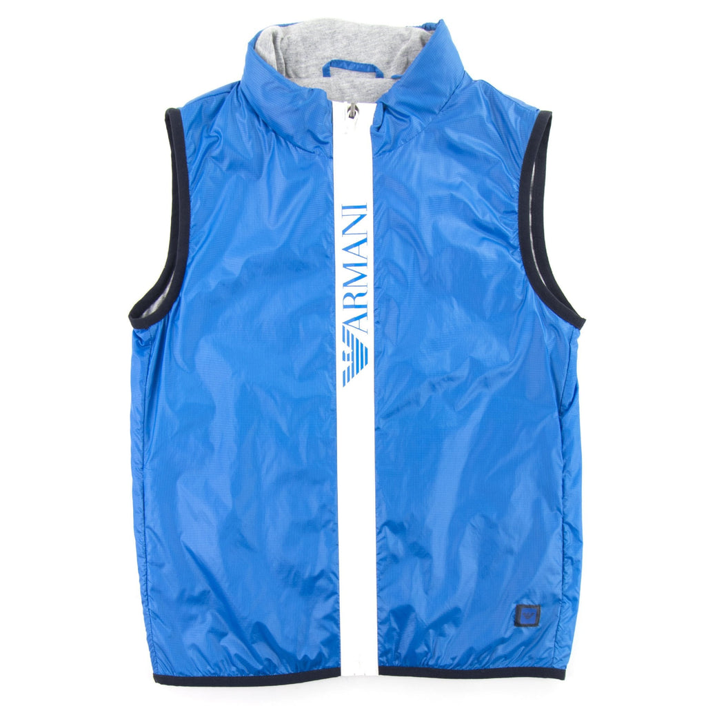 Armani Junior Armani Zip Logo Gilet Sky Blue