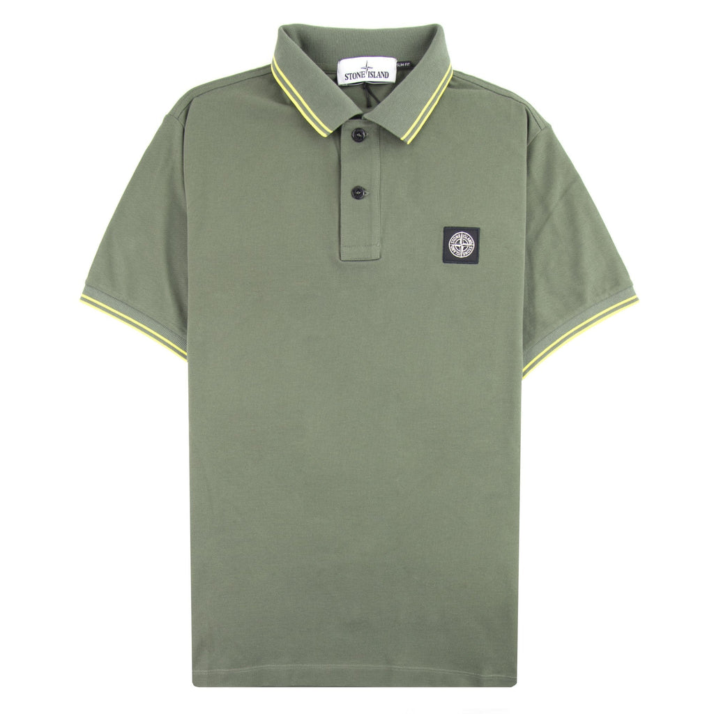 Stone Island 22s18 Slim Fit Polo Shirt Olive/Yellow V2058