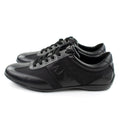 Armani Jeans Leather Strap Logo Trainers Black