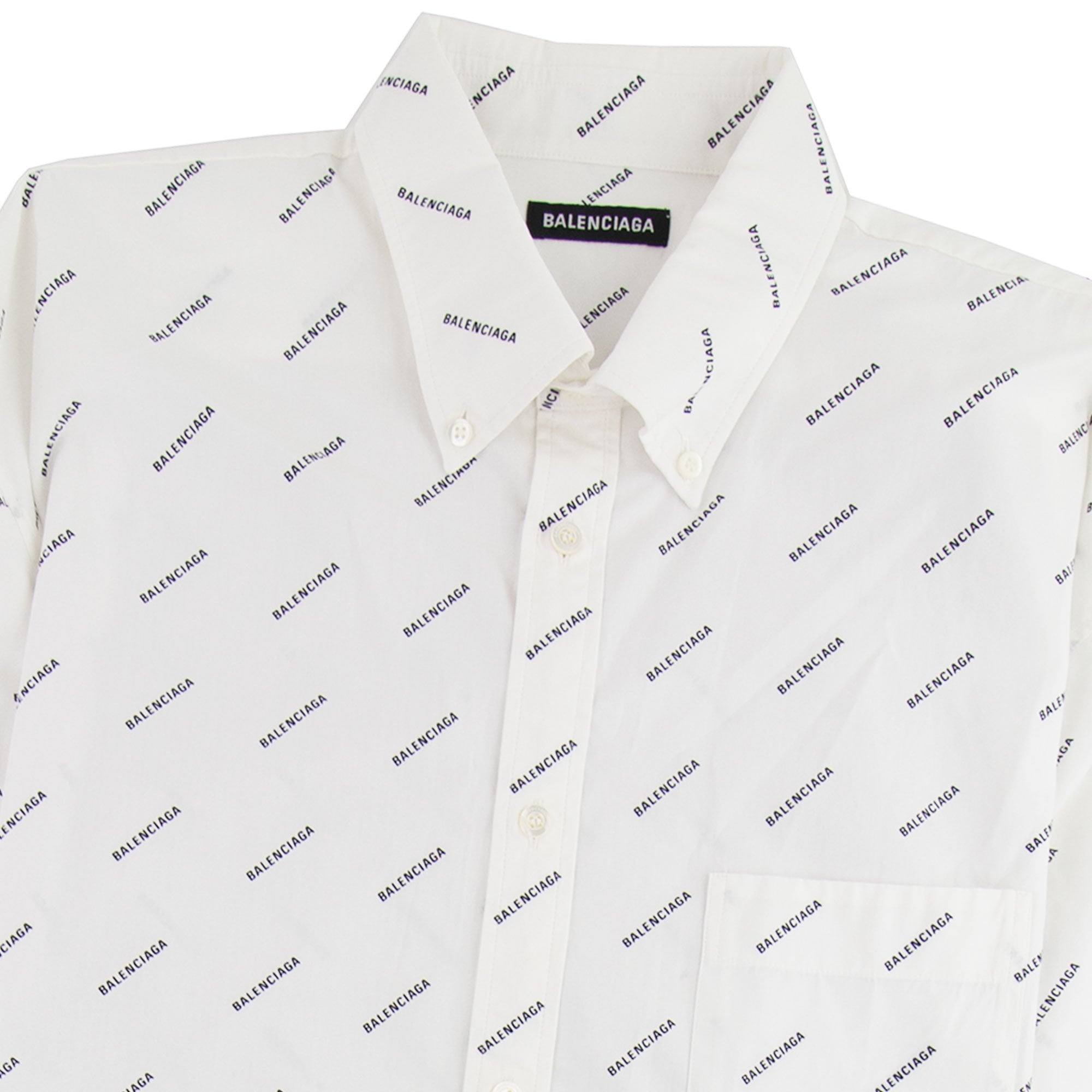 Balenciaga All Over Logo Short Sleeve Shirt White