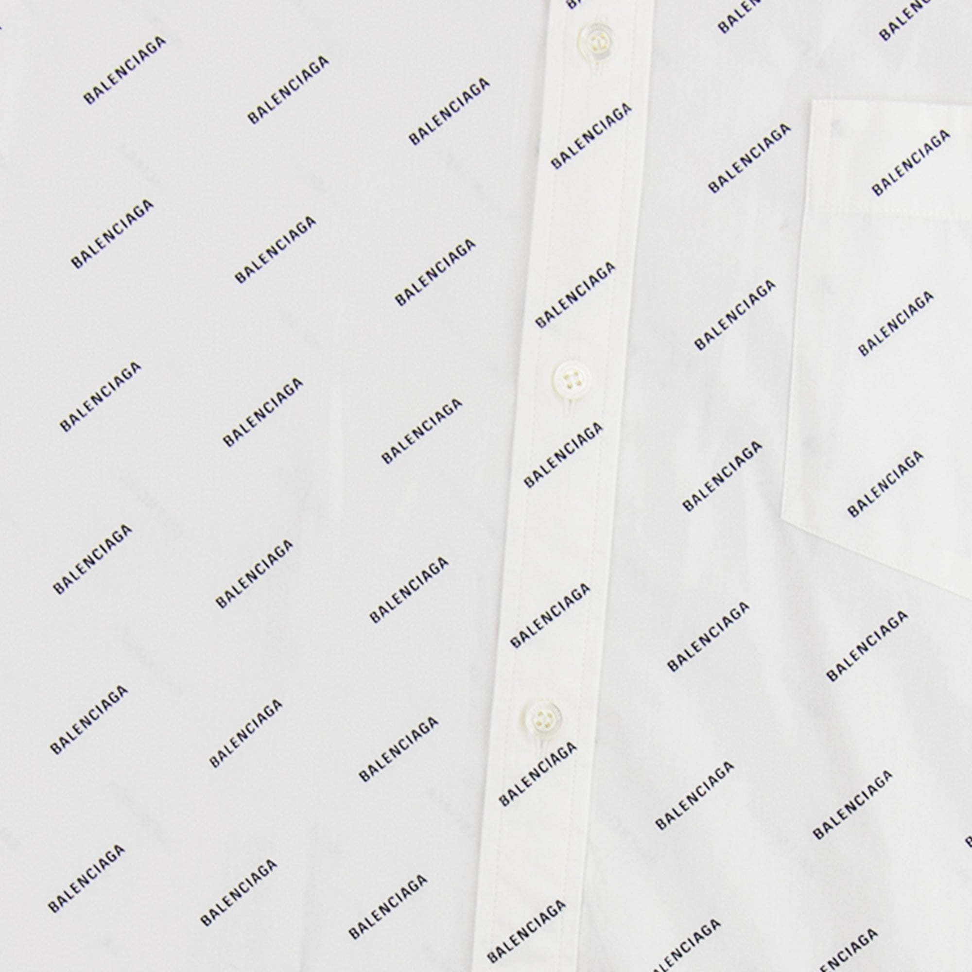 Balenciaga All Over Logo Short Sleeve Shirt White