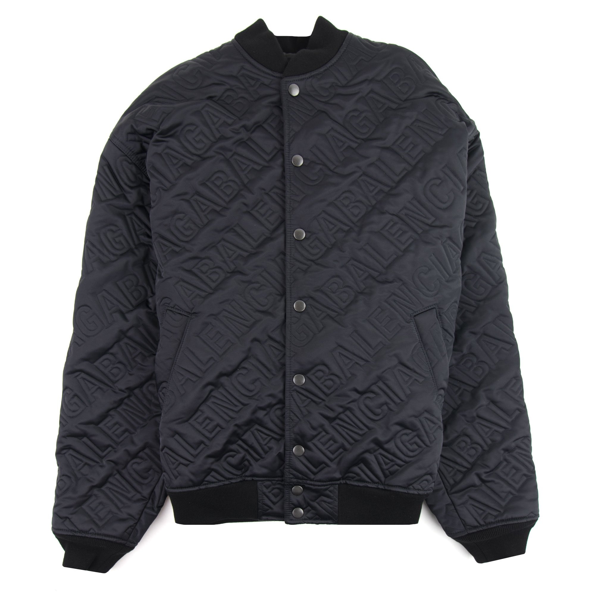 Balenciaga Allover Logo Quilted Bomber Black