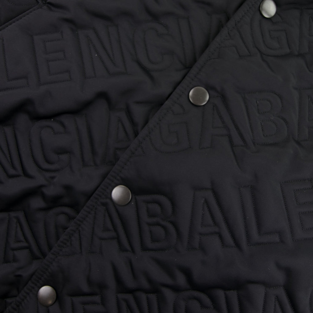Balenciaga Allover Logo Quilted Bomber Black