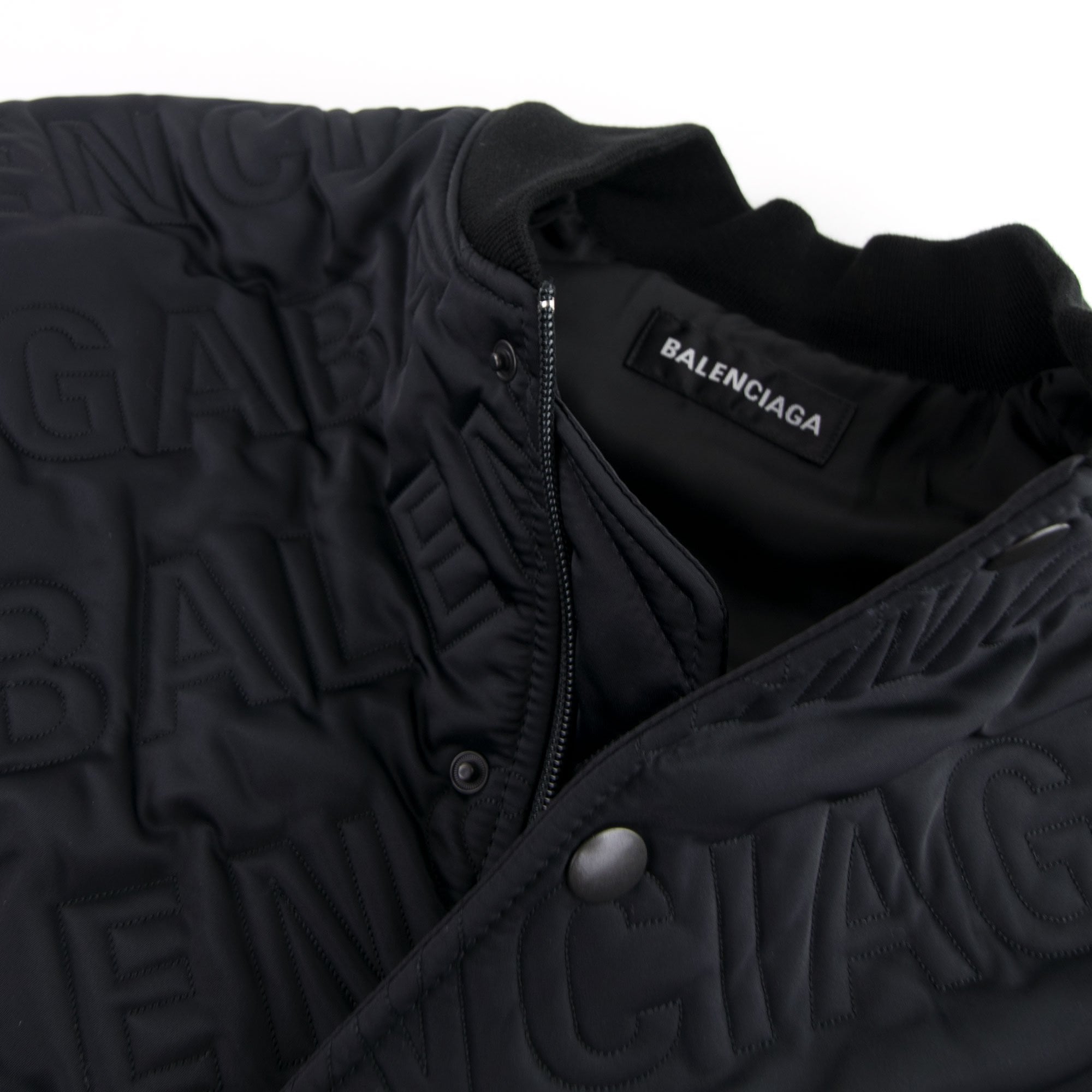 Balenciaga Allover Logo Quilted Bomber Black