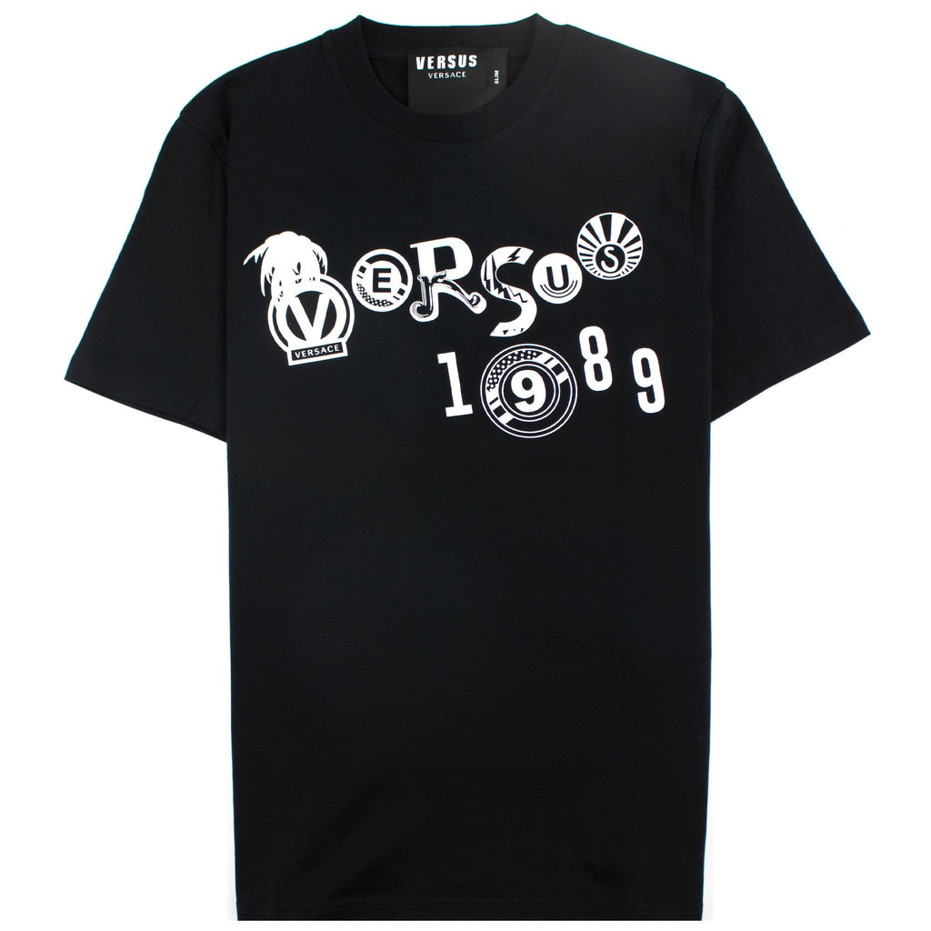 Versace Versus Slim Fit Print T-shirt Black