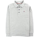 Moncler Junior Logo Collar Long Sleeve Polo Grey