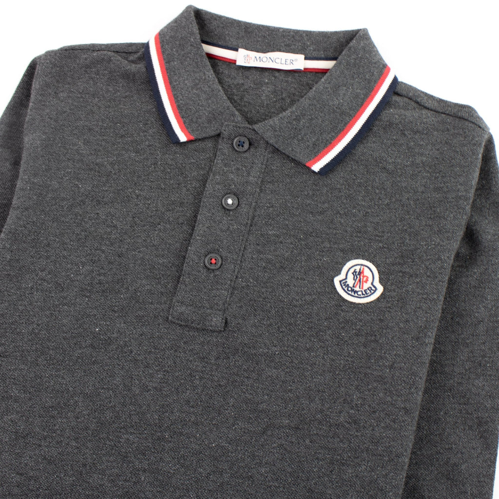 Moncler Junior Long Sleeve Polo Grey