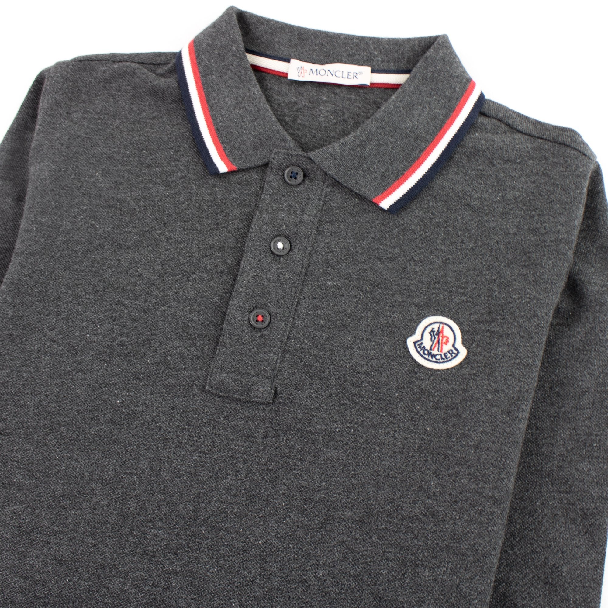Moncler Junior Long Sleeve Polo Grey