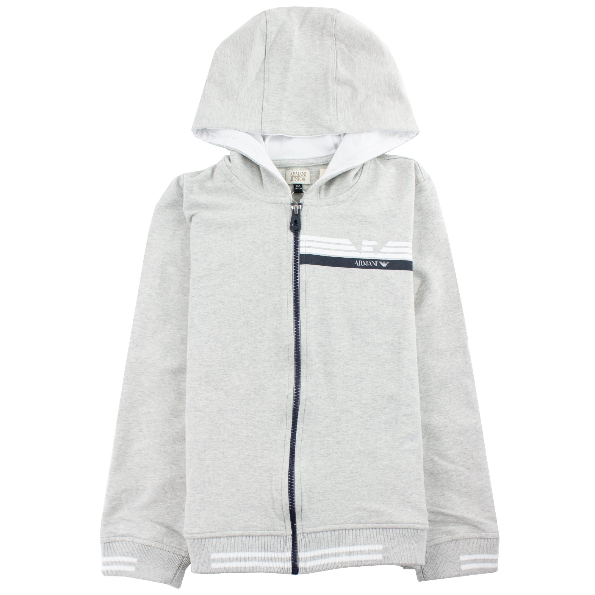 Armani Junior Logo Zipped Sweatshirt Grey