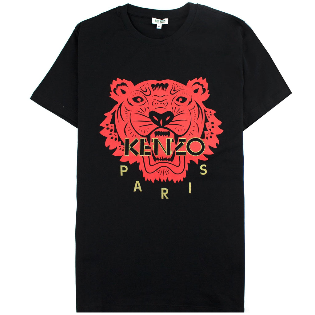 Kenzo Red Tiger Print T-shirt Black
