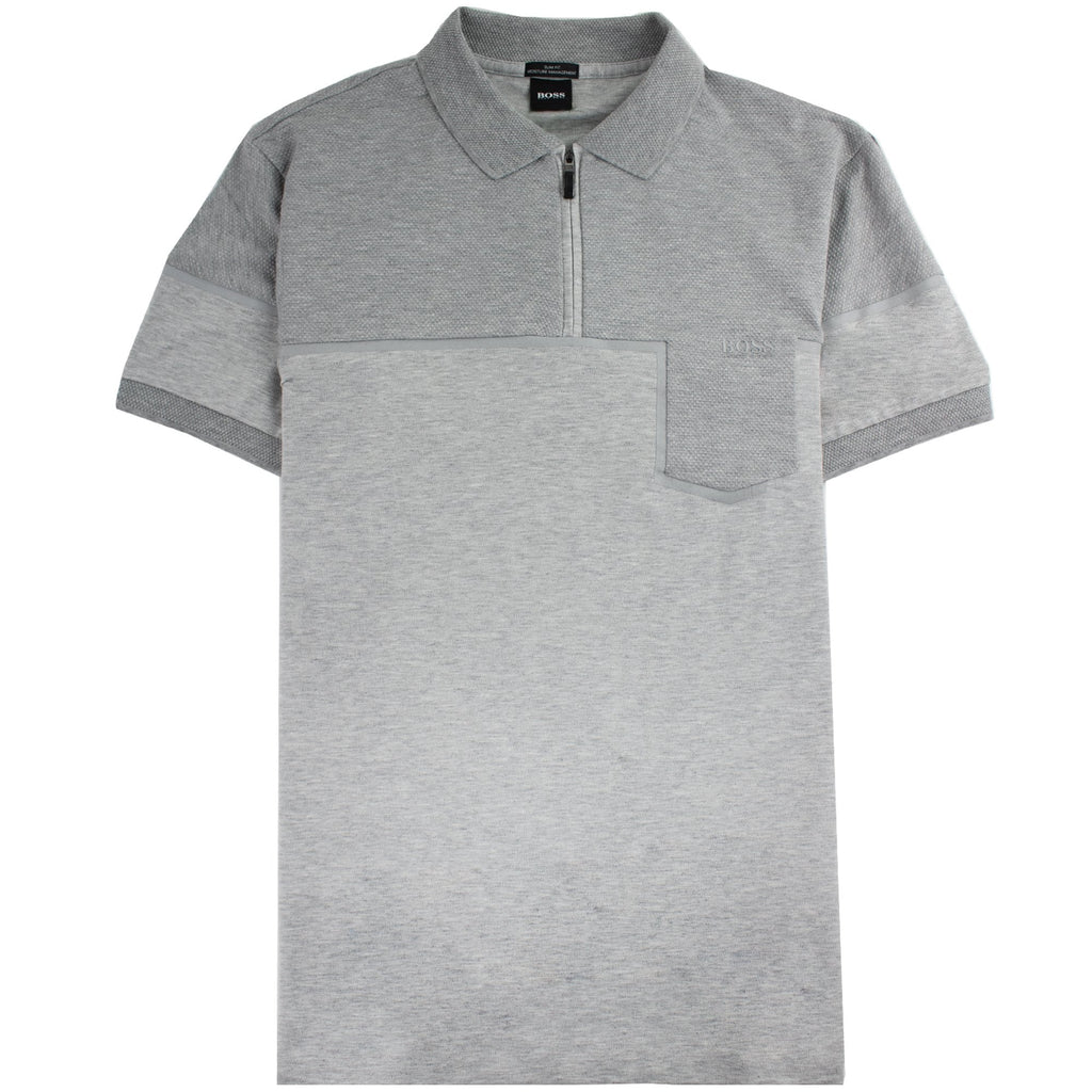 Hugo Boss Slim-fit Philix Polo Shirt In Cotton Grey
