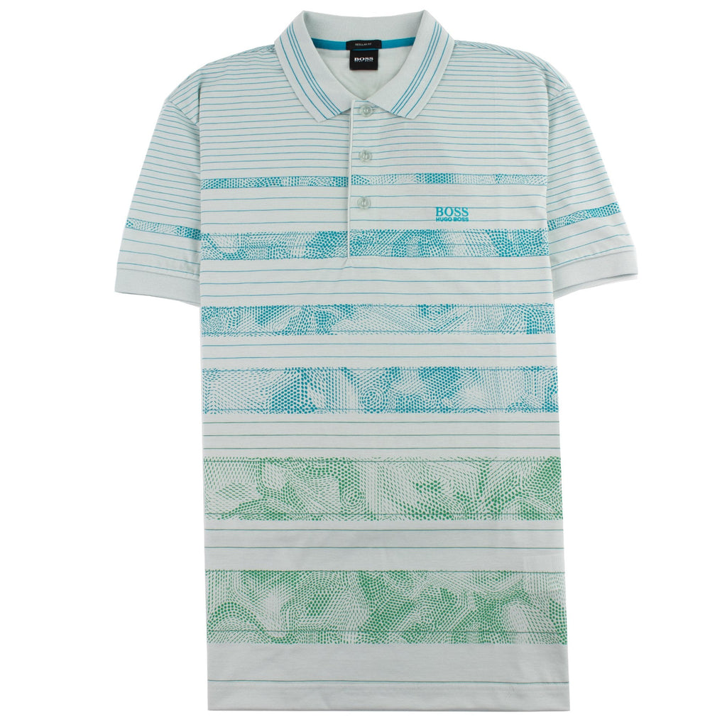 Hugo Boss Regular-fit Paddy 7 Polo Shirt With Patterned Stripe Turquoise