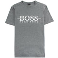 Hugo Boss Logo-print T-shirt In Stretch-cotton Grey