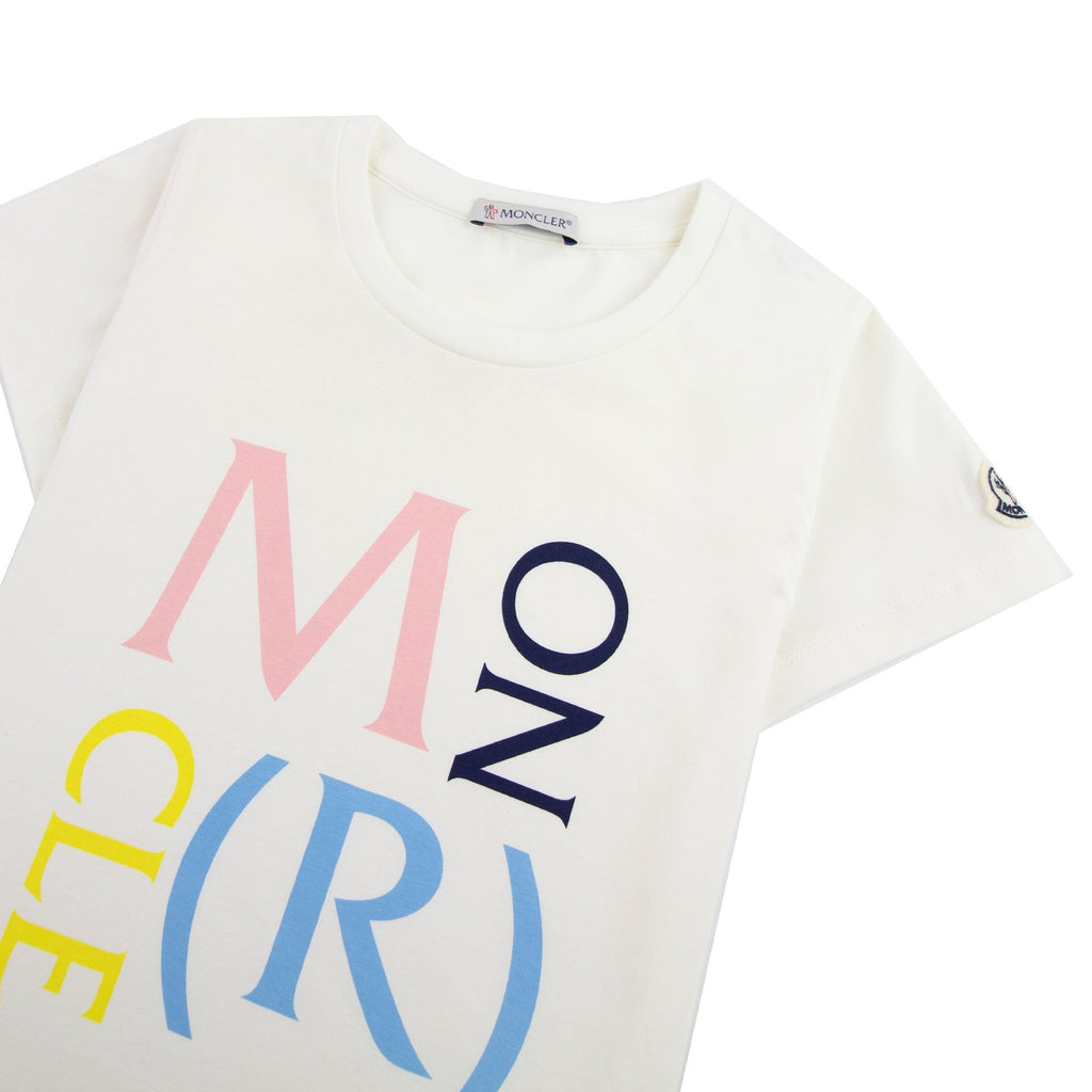 Moncler Junior Maglia Logo Print T-shirt White 034