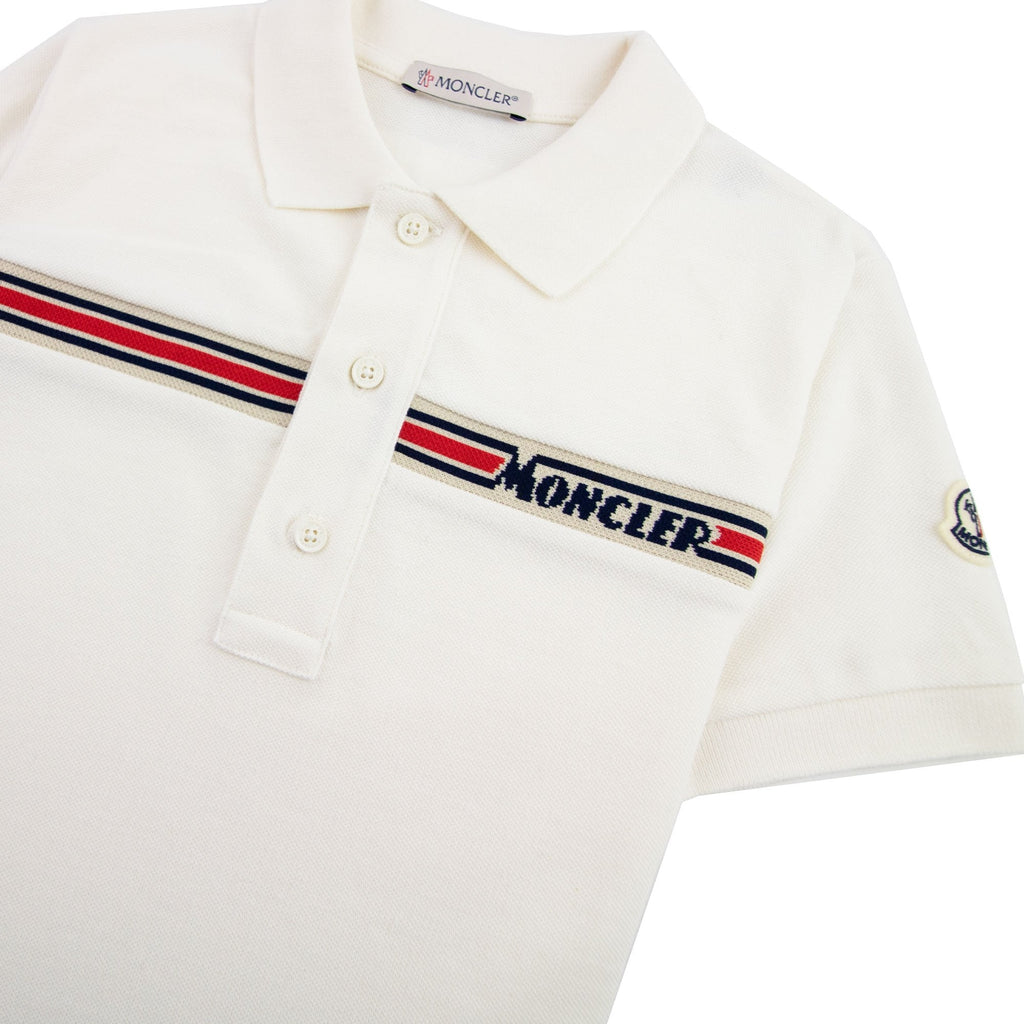 Moncler Junior Maglia Manica Chest Logo Polo Ivory 034
