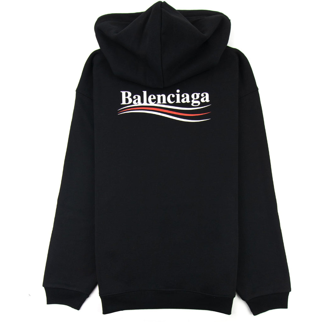 Balenciaga Logo Print Hooded Sweatshirt Black 1070