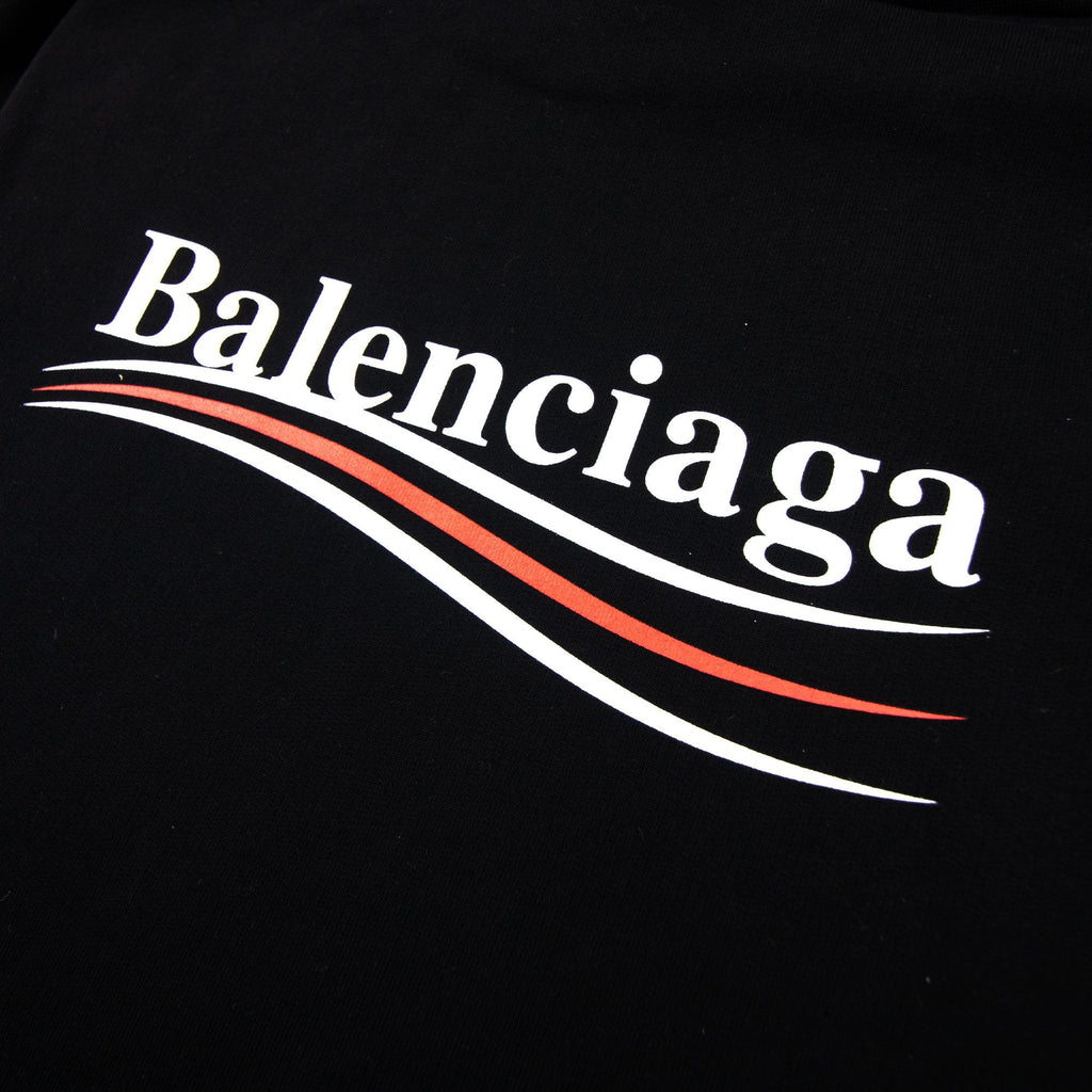 Balenciaga Logo Print Hooded Sweatshirt Black 1070