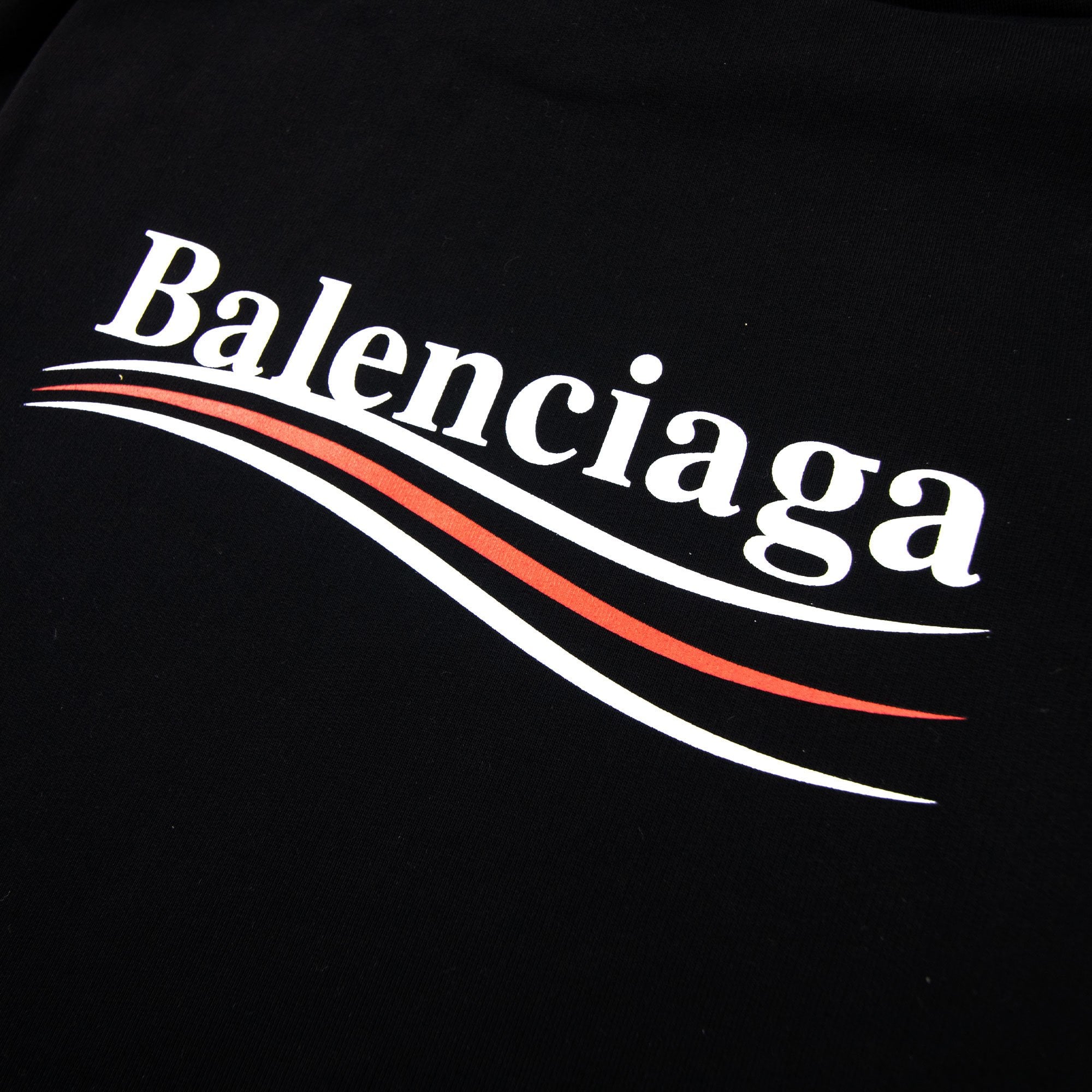 Balenciaga Logo Print Hooded Sweatshirt Black 1070