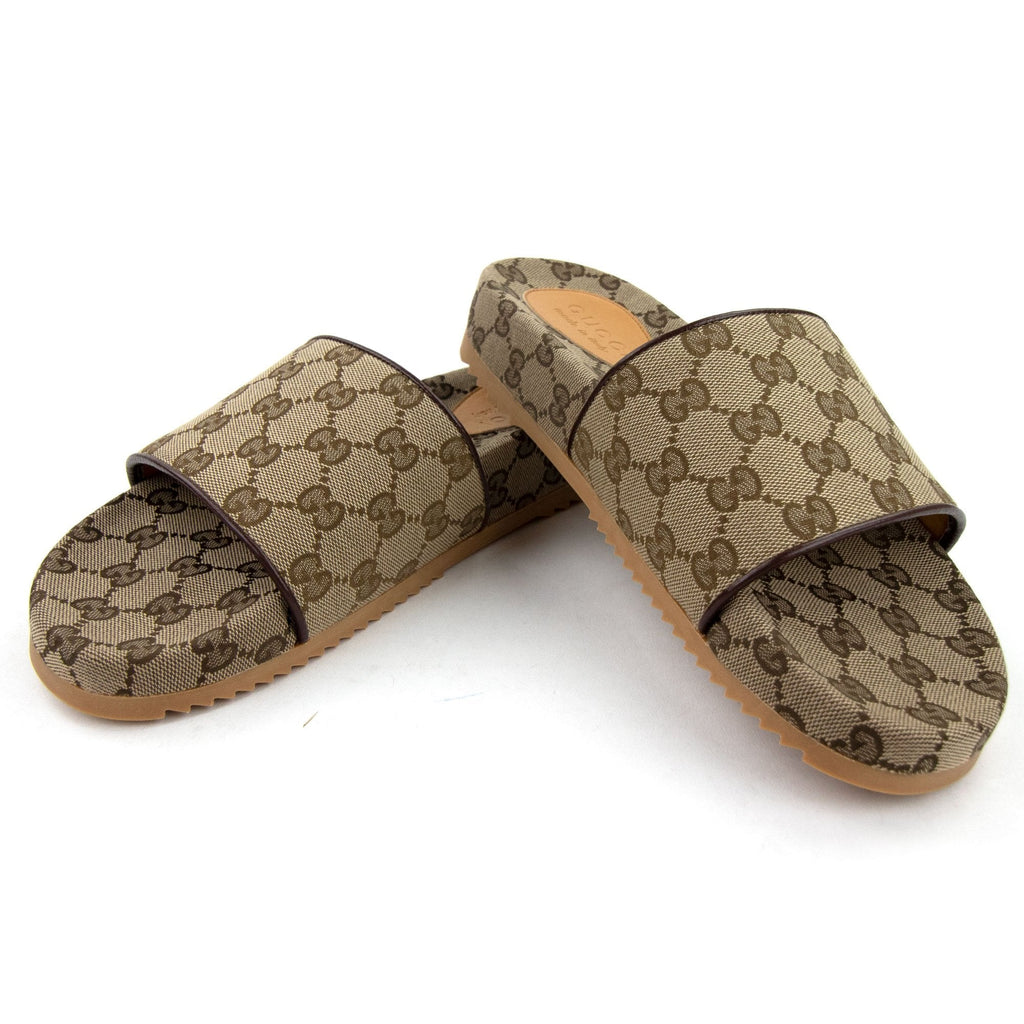 Gucci GG Canvas Slides Beige